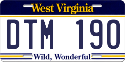 WV license plate DTM190