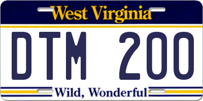 WV license plate DTM200
