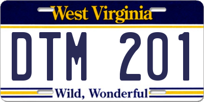 WV license plate DTM201