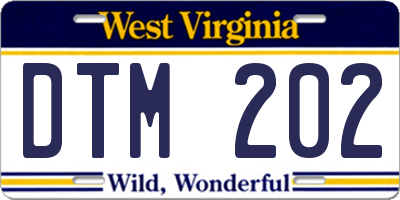 WV license plate DTM202