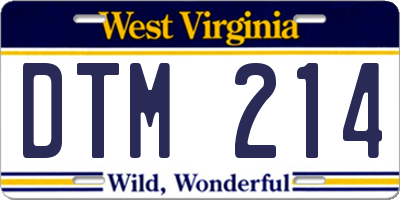 WV license plate DTM214