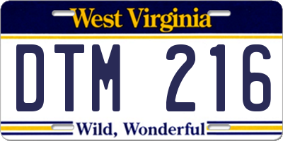 WV license plate DTM216