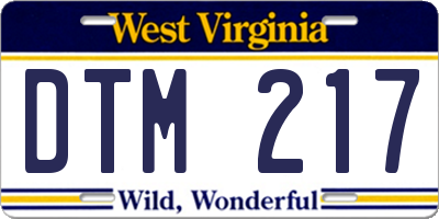 WV license plate DTM217