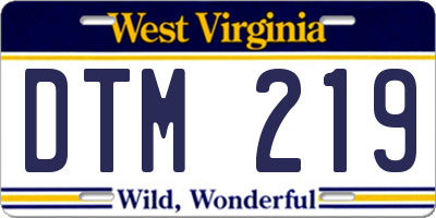 WV license plate DTM219