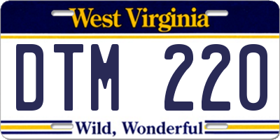 WV license plate DTM220
