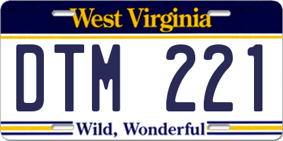 WV license plate DTM221