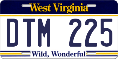 WV license plate DTM225