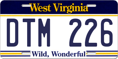 WV license plate DTM226