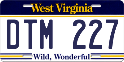 WV license plate DTM227