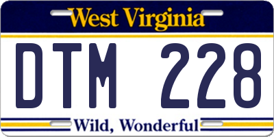 WV license plate DTM228