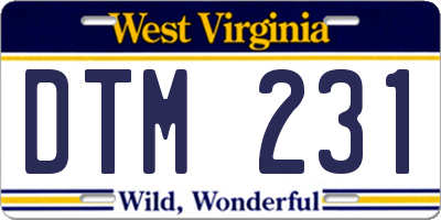 WV license plate DTM231
