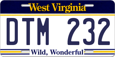 WV license plate DTM232