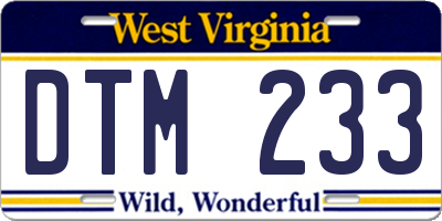 WV license plate DTM233