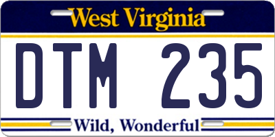 WV license plate DTM235