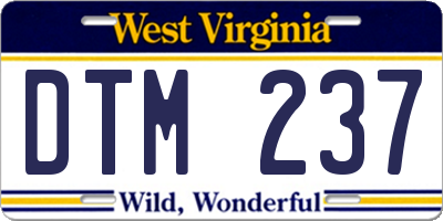 WV license plate DTM237