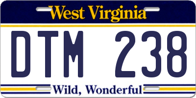 WV license plate DTM238