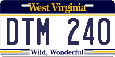 WV license plate DTM240