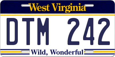 WV license plate DTM242