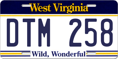 WV license plate DTM258
