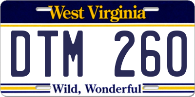 WV license plate DTM260