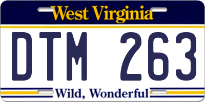 WV license plate DTM263