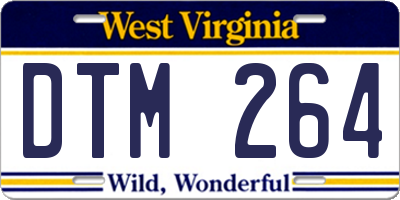 WV license plate DTM264