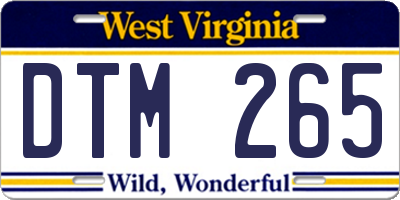 WV license plate DTM265