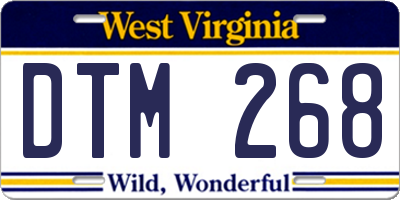 WV license plate DTM268