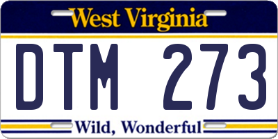 WV license plate DTM273