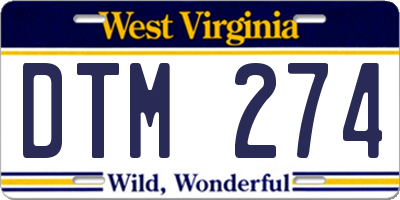 WV license plate DTM274
