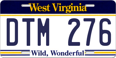 WV license plate DTM276