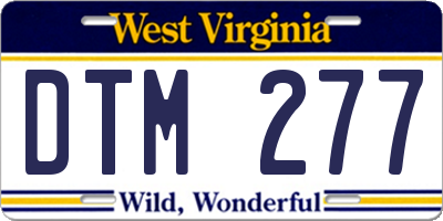 WV license plate DTM277