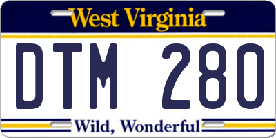 WV license plate DTM280