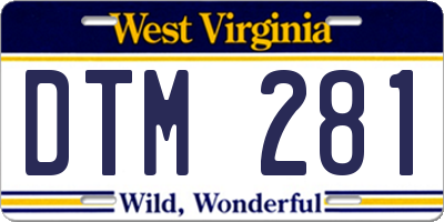WV license plate DTM281