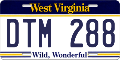 WV license plate DTM288
