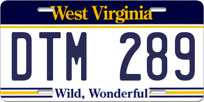 WV license plate DTM289