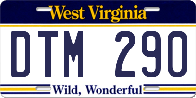 WV license plate DTM290