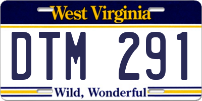 WV license plate DTM291