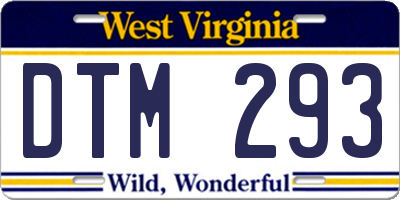 WV license plate DTM293