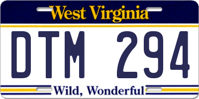 WV license plate DTM294
