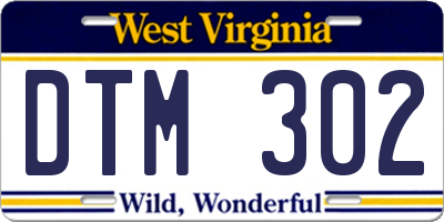WV license plate DTM302