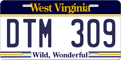 WV license plate DTM309