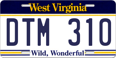 WV license plate DTM310