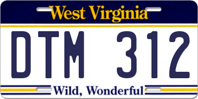WV license plate DTM312
