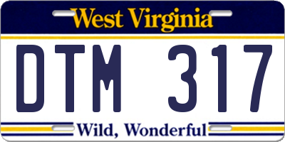 WV license plate DTM317