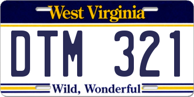 WV license plate DTM321