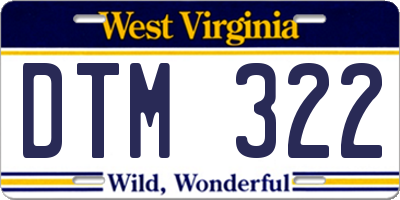 WV license plate DTM322