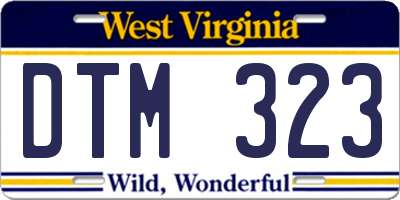 WV license plate DTM323