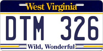 WV license plate DTM326