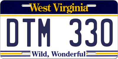 WV license plate DTM330